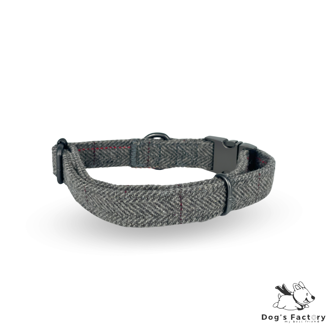OLIVER | Set collare & guinzaglio - Tweed Grigio Chiaro